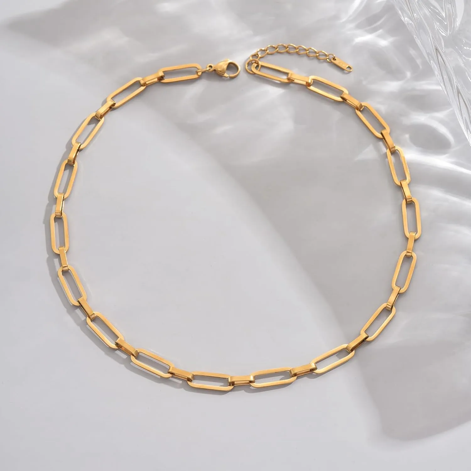 18K Gold Plated Chunky Chain Necklace for Women Thick Cuban Curb Chain Green Gemstone Pendant Toggle Necklace Dainty Layering Gold Chain Trendy Jewelry