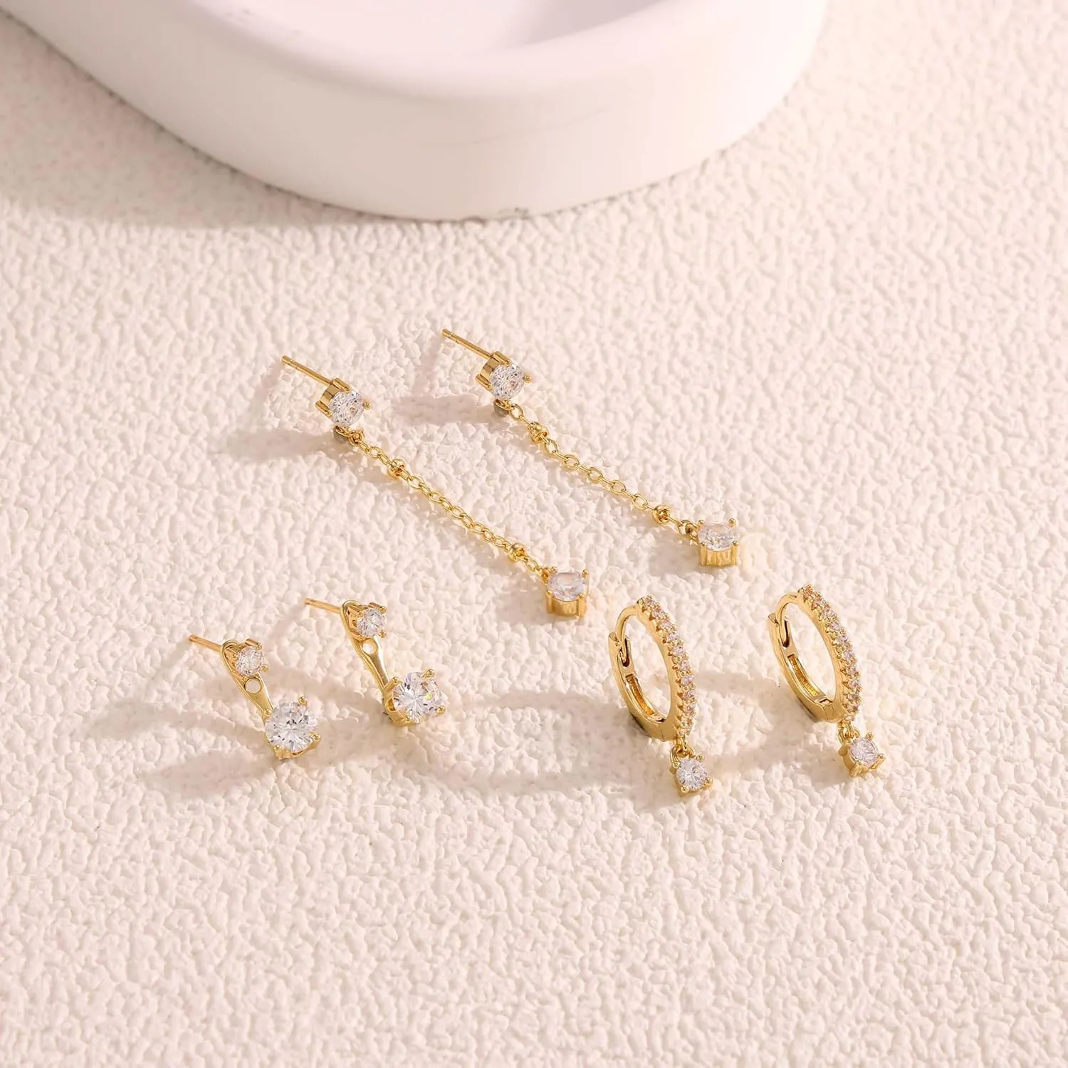 3 Pairs Gold Hoop Earrings Set: Dainty Stud Earrings Trendy Small 14K Gold Plated Hypoallergenic Dangle Cartilage Huggie Hoop Earrings for Women Gold Jewelry for Women Gifts