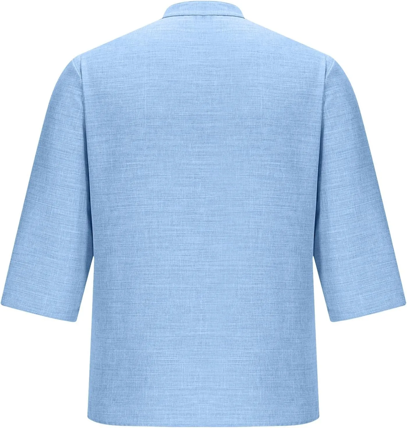 3/4 Length Sleeve Mens Shirts Casual Stylish V Neck Button Up Cotton Linen Henley Shirt Summer Beach Vacation Clothes