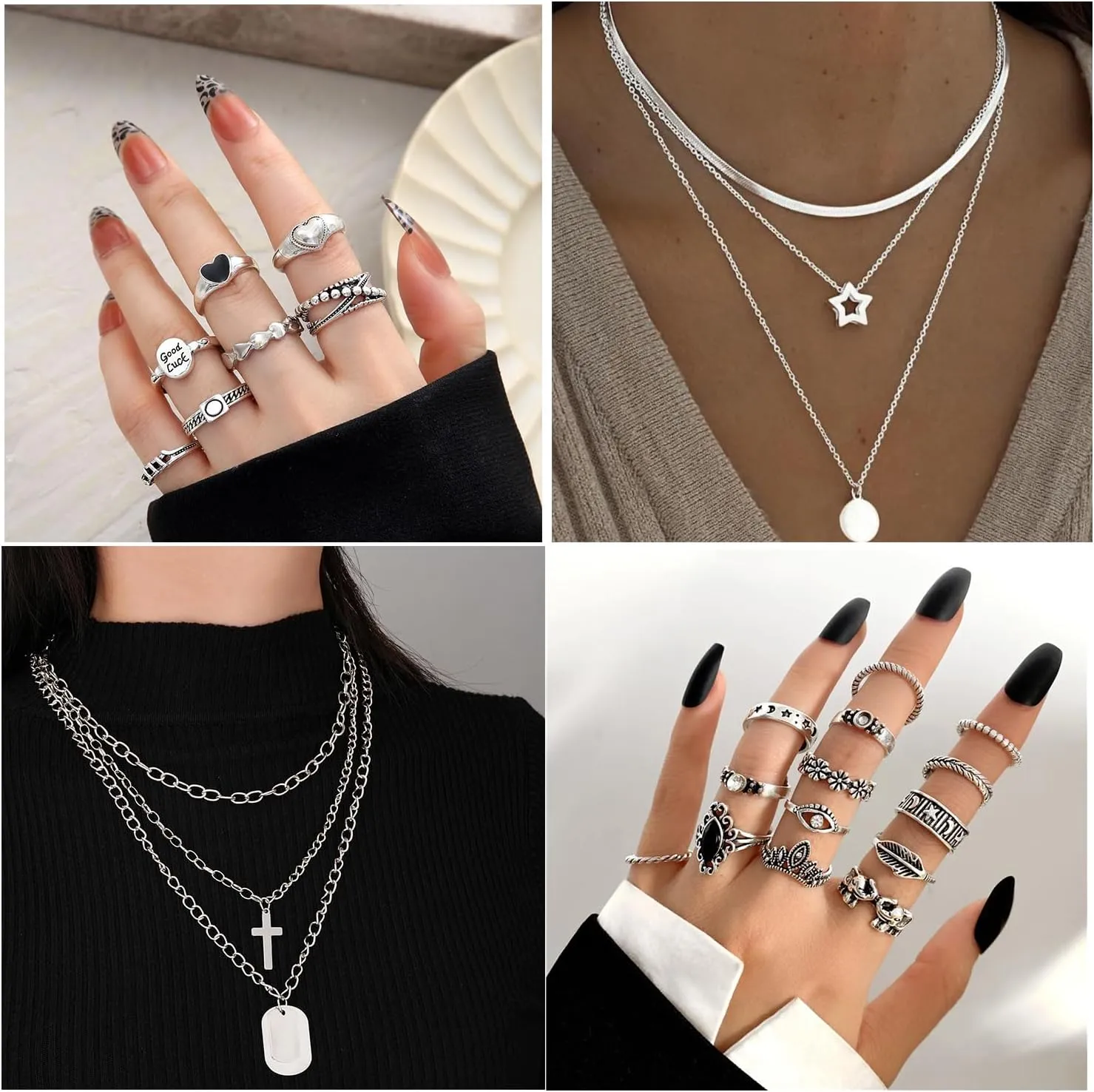 73 Pcs Gold Jewelry Set with 6Pcs Layered Necklace, 11 Pcs anklet and 7Pcs Earring Ear Cuff,12Hoop Earrings ,15pcs Rings,21pcs stud earrings Jewerly set for Women Pack for Friendship Party Gift