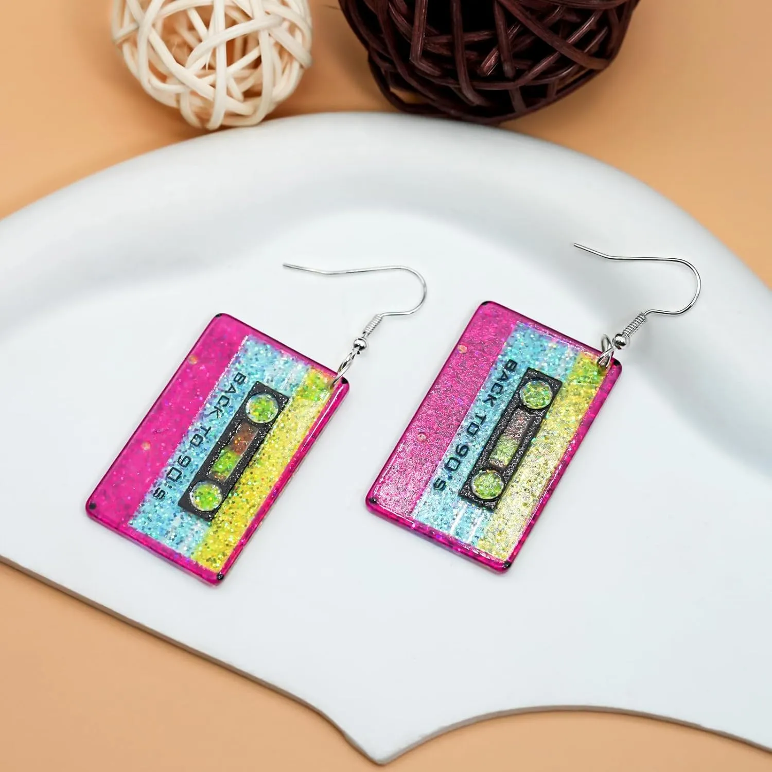 80s 90s Earrings for Women Colorful Lightning Acrylic Drop Earrings Neon Earrings Bulk for 80's 90's Outfit Glow Party Halloween 80s Accessories Jewelry