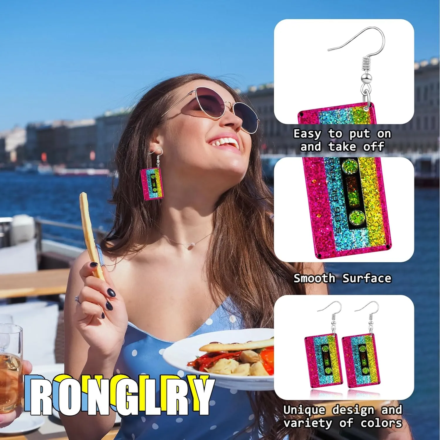 80s 90s Earrings for Women Colorful Lightning Acrylic Drop Earrings Neon Earrings Bulk for 80's 90's Outfit Glow Party Halloween 80s Accessories Jewelry