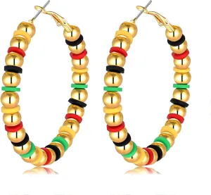 African Hoop Earrings for Black Women - 1865 History Juneteenth Jewelry Accessories - Statement Ethnic Dangle Earring for Girls