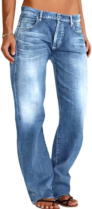 Akivide Women's Baggy Wide Leg Jeans Ripped Causal Loose Fit Boyfriend Distressed Straight Leg Ladies Denim Pants
