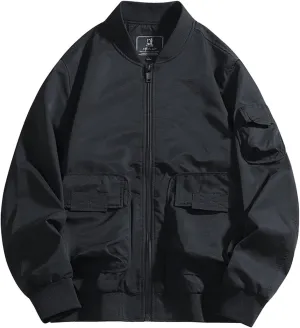 Akklian Men's Softshell Bomber Jacket Fleece Lined Tactical Military Jacket Lightweight Water-Resistant Winter Windbreaker