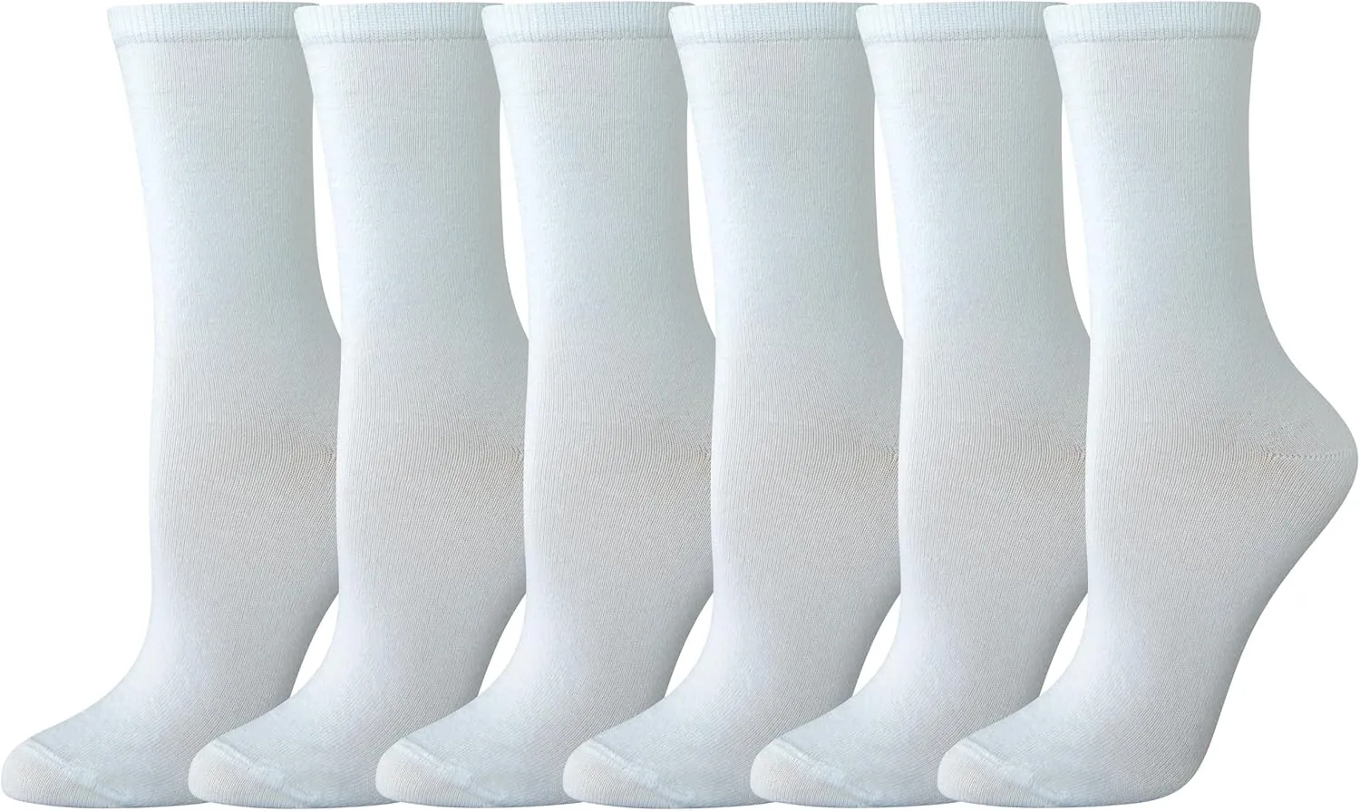 Amazon Essentials Women's Crew Socks, Cotton, 6 Pairs