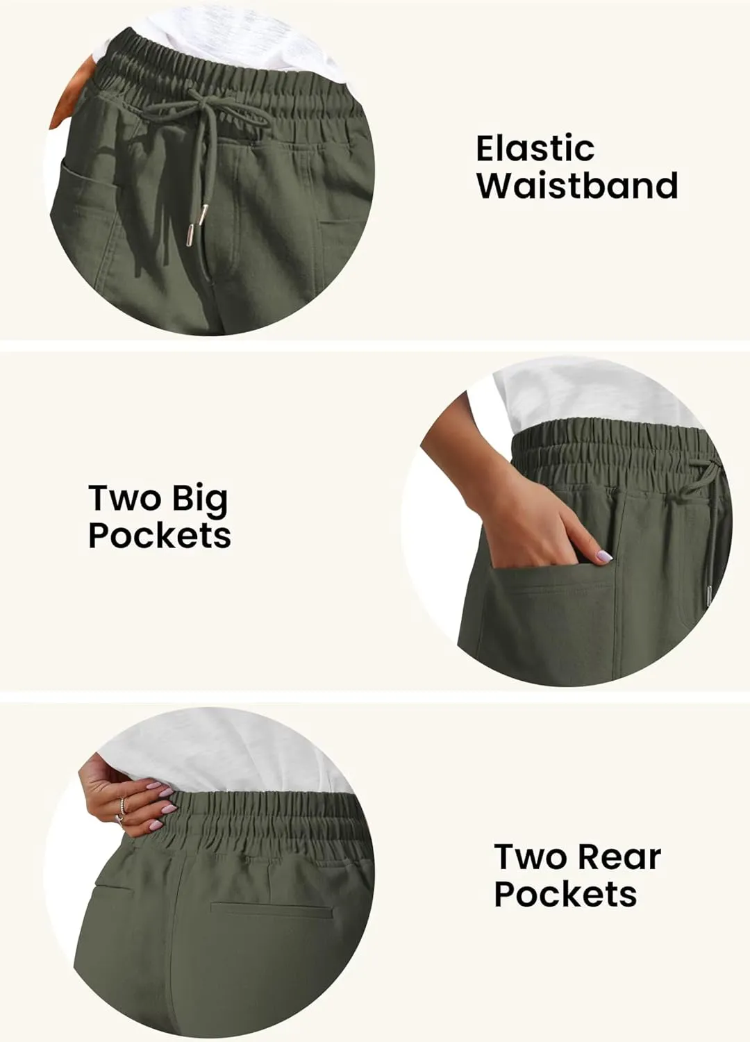 ANFTFH Womens Casual Shorts Summer Drawstring Elastic Waist Comfy Shorts with Pockets