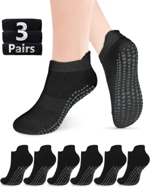 AURUZA Grip Socks for Women Men Pilates Grip Socks Non Slip Yoga Sock with Grips for Barre Barefoot Hospital Grippy Sock
