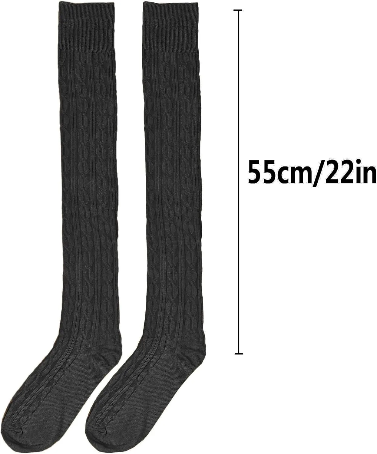 Bestjybt Women Cable Knit Thigh High Socks Cotton Warm Over the Knee Socks Knee High Boot Stockings Leg Warmers
