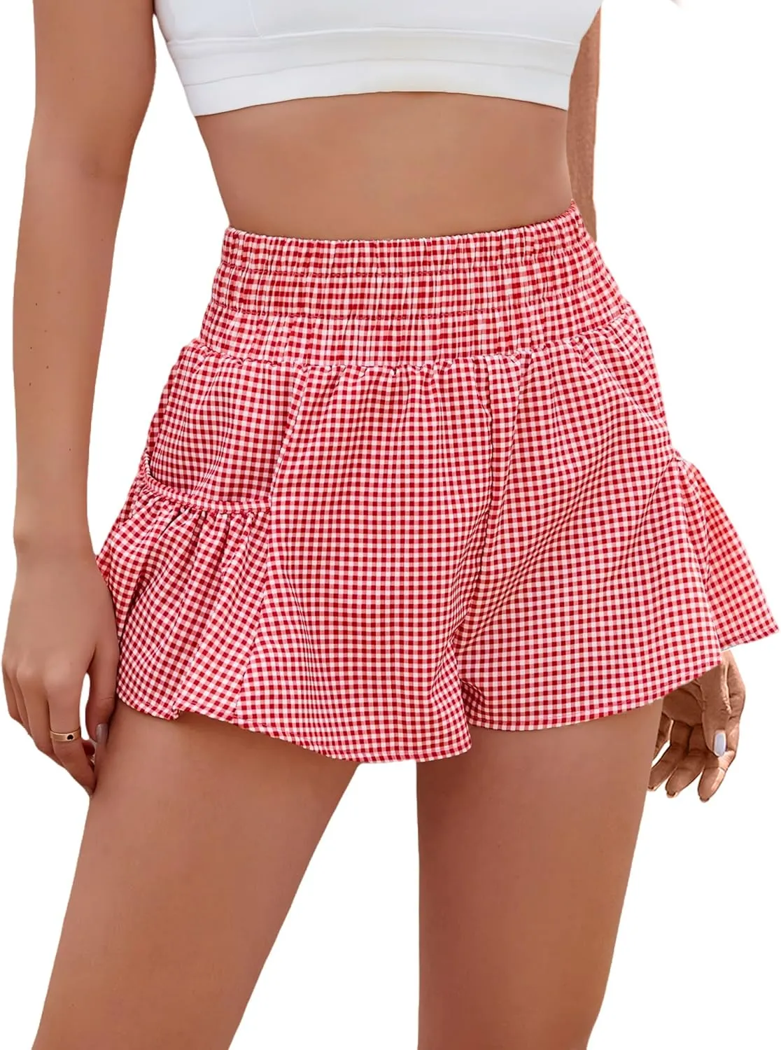 BMJL Womens High Waisted Shorts Athletic Running Shorts Workout Gym Quick Dry Flowy Shorts with Pockets