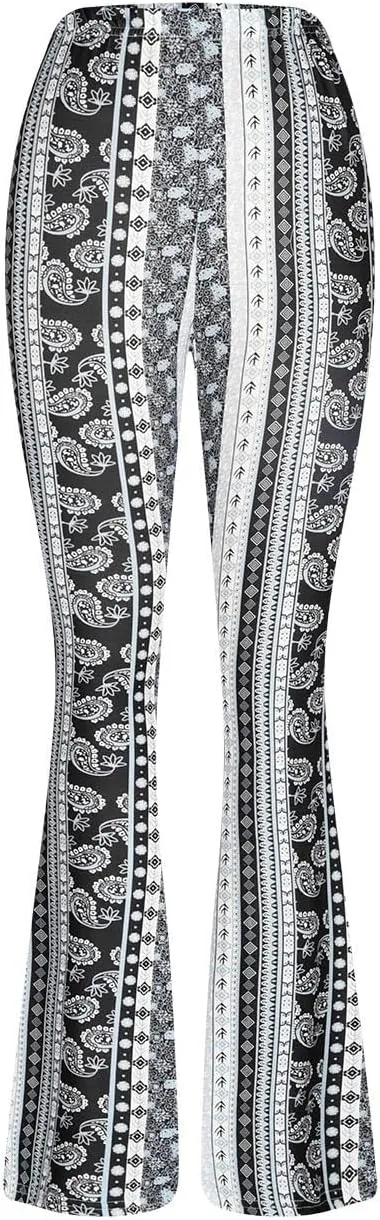 Boho Leggings for Women Flare High Waisted Stretchy Bell Bottom Trousers Tummy Control Hippie Yoga Leggings