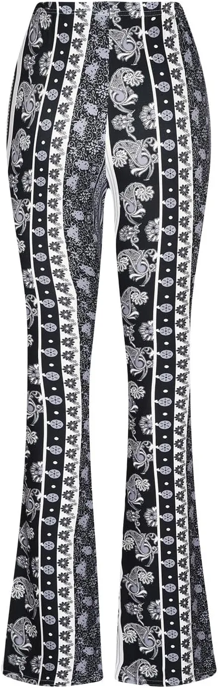 Boho Leggings for Women Flare High Waisted Stretchy Bell Bottom Trousers Tummy Control Hippie Yoga Leggings