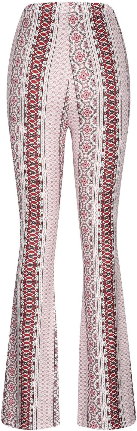 Boho Leggings for Women Flare High Waisted Stretchy Bell Bottom Trousers Tummy Control Hippie Yoga Leggings
