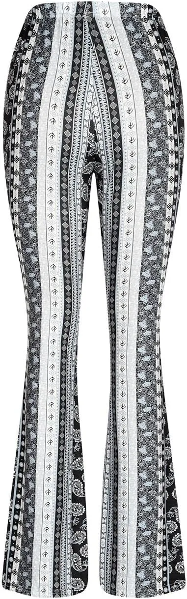 Boho Leggings for Women Flare High Waisted Stretchy Bell Bottom Trousers Tummy Control Hippie Yoga Leggings