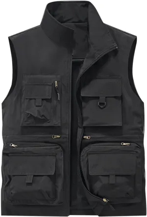 Cambkatl Men's Lightweight Utility Fishing Vest Outdoor Work Safari Travel Photo Casual Sleeveless Cargo Jacket Multi Pockets