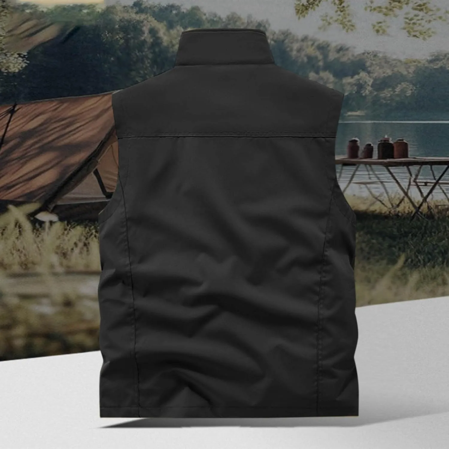 Cambkatl Men's Lightweight Utility Fishing Vest Outdoor Work Safari Travel Photo Casual Sleeveless Cargo Jacket Multi Pockets