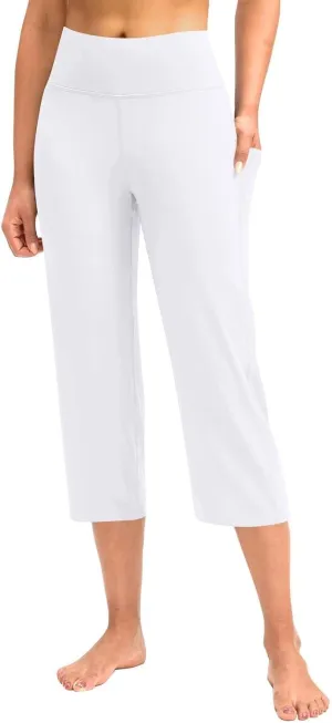 Capri Yoga Pants Womens Slacks Stretch Capris Wide Leg Running Pants Summer Pants 2025 Pull On Pants with Pocket
