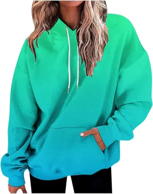 Ceboyel Womens Neon Print Oversized Sweatshirt Drawstring Pullover Sweatshirt Trendy Sweater Tops Fall Fashion Clothes 2023