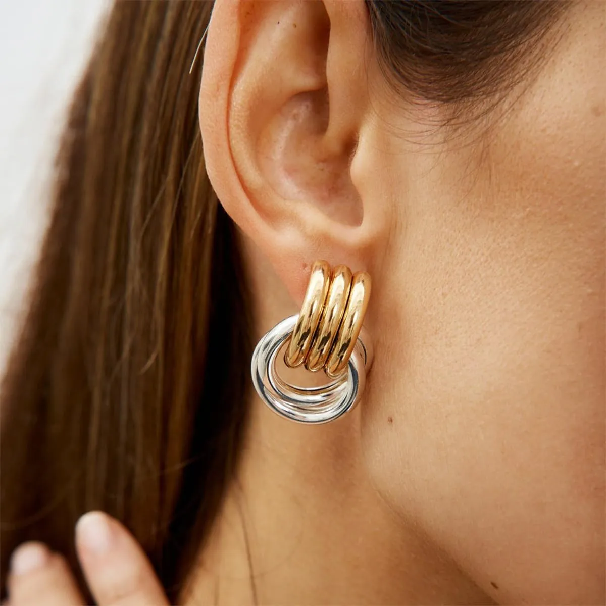 Chunky Gold Knot Earrings Statement Earrings for Women Gold Plated Dupes Geometric Dangle Earrings Hypoallergenic Fashion Trendy Jewelry Gifts