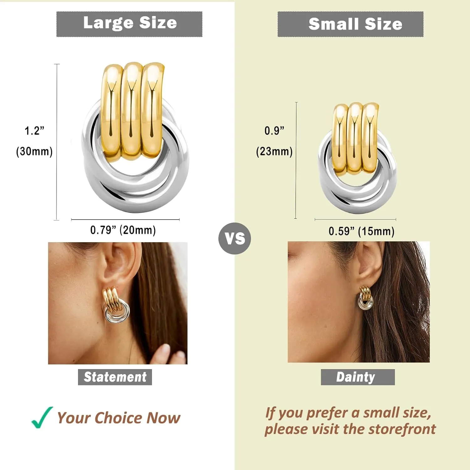 Chunky Gold Knot Earrings Statement Earrings for Women Gold Plated Dupes Geometric Dangle Earrings Hypoallergenic Fashion Trendy Jewelry Gifts