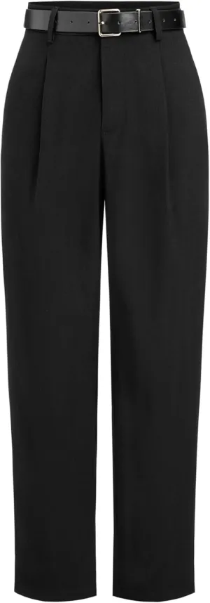 CIDER High Waist Solid Tapered Trousers with Belt