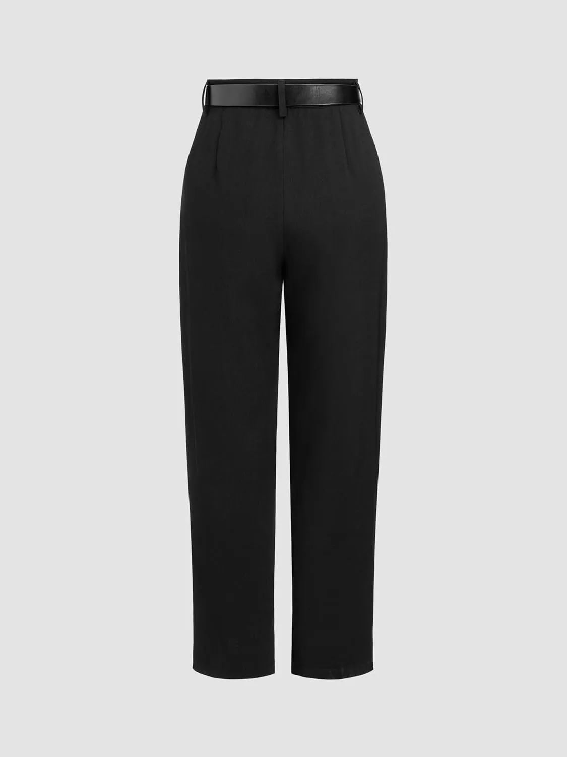 CIDER High Waist Solid Tapered Trousers with Belt