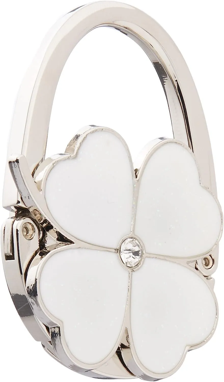 Clover Design Foldable Handbag Hanger Folding Purse Table Hook Holder(White)