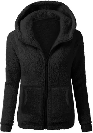 COTECRAM Womens Fleece Jacket Fall Winter Trendy Zip Up Sherpa Fuzzy Coats with Hood Casual Plus Size Warm Teddy Outerwear