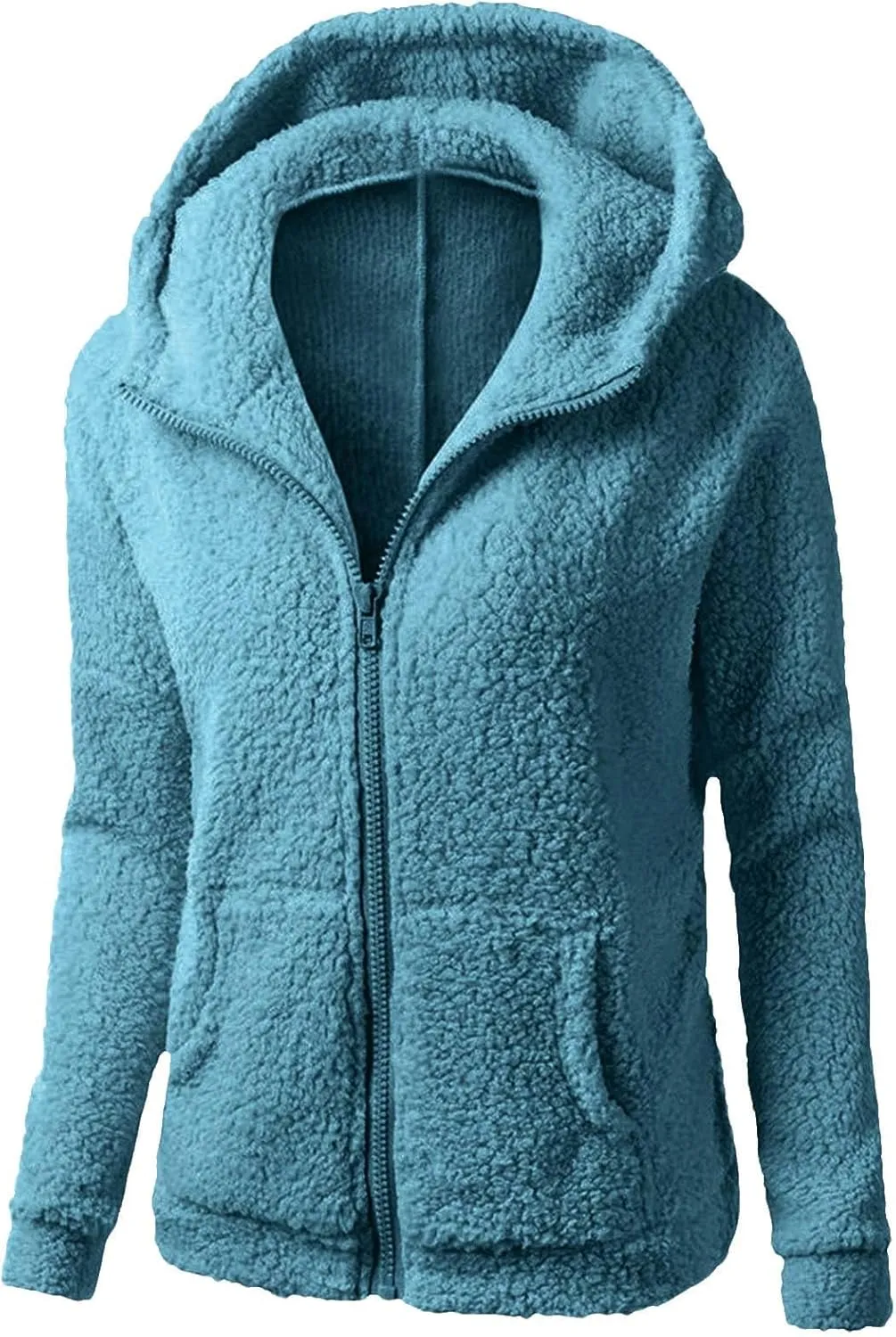 COTECRAM Womens Fleece Jacket Fall Winter Trendy Zip Up Sherpa Fuzzy Coats with Hood Casual Plus Size Warm Teddy Outerwear