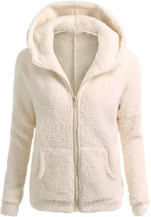 COTECRAM Womens Fleece Jacket Fall Winter Trendy Zip Up Sherpa Fuzzy Coats with Hood Casual Plus Size Warm Teddy Outerwear