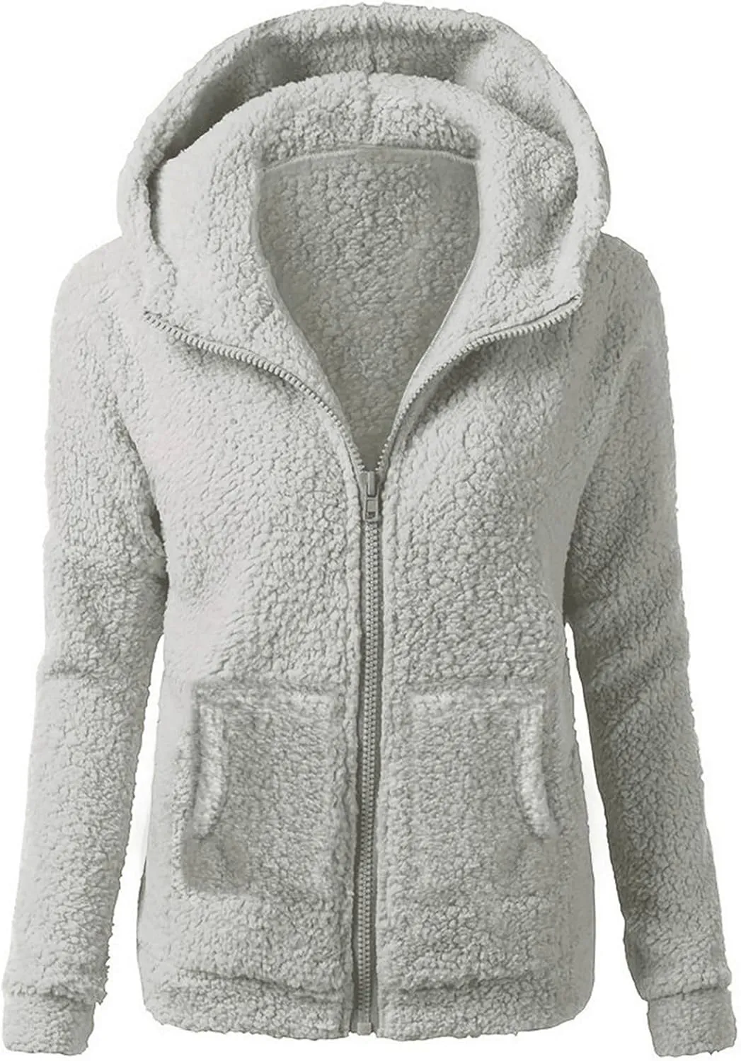 COTECRAM Womens Fleece Jacket Fall Winter Trendy Zip Up Sherpa Fuzzy Coats with Hood Casual Plus Size Warm Teddy Outerwear