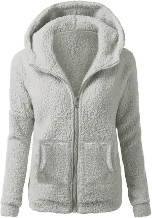 COTECRAM Womens Fleece Jacket Fall Winter Trendy Zip Up Sherpa Fuzzy Coats with Hood Casual Plus Size Warm Teddy Outerwear