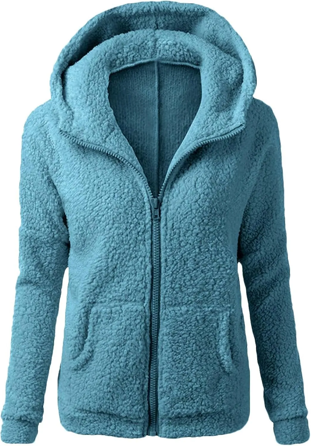 COTECRAM Womens Fleece Jacket Fall Winter Trendy Zip Up Sherpa Fuzzy Coats with Hood Casual Plus Size Warm Teddy Outerwear