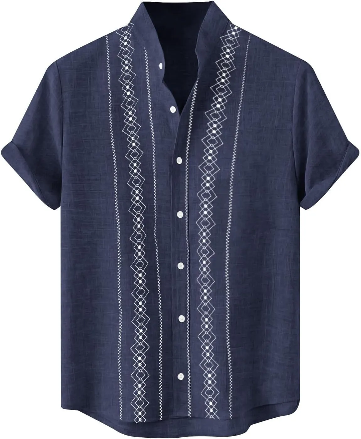 CRNTCEM Mens Button Down Boho Beach Shirts Cotton Linen Tropical Holiday Shirts Short Sleeve Floral Striped Casual Shirt