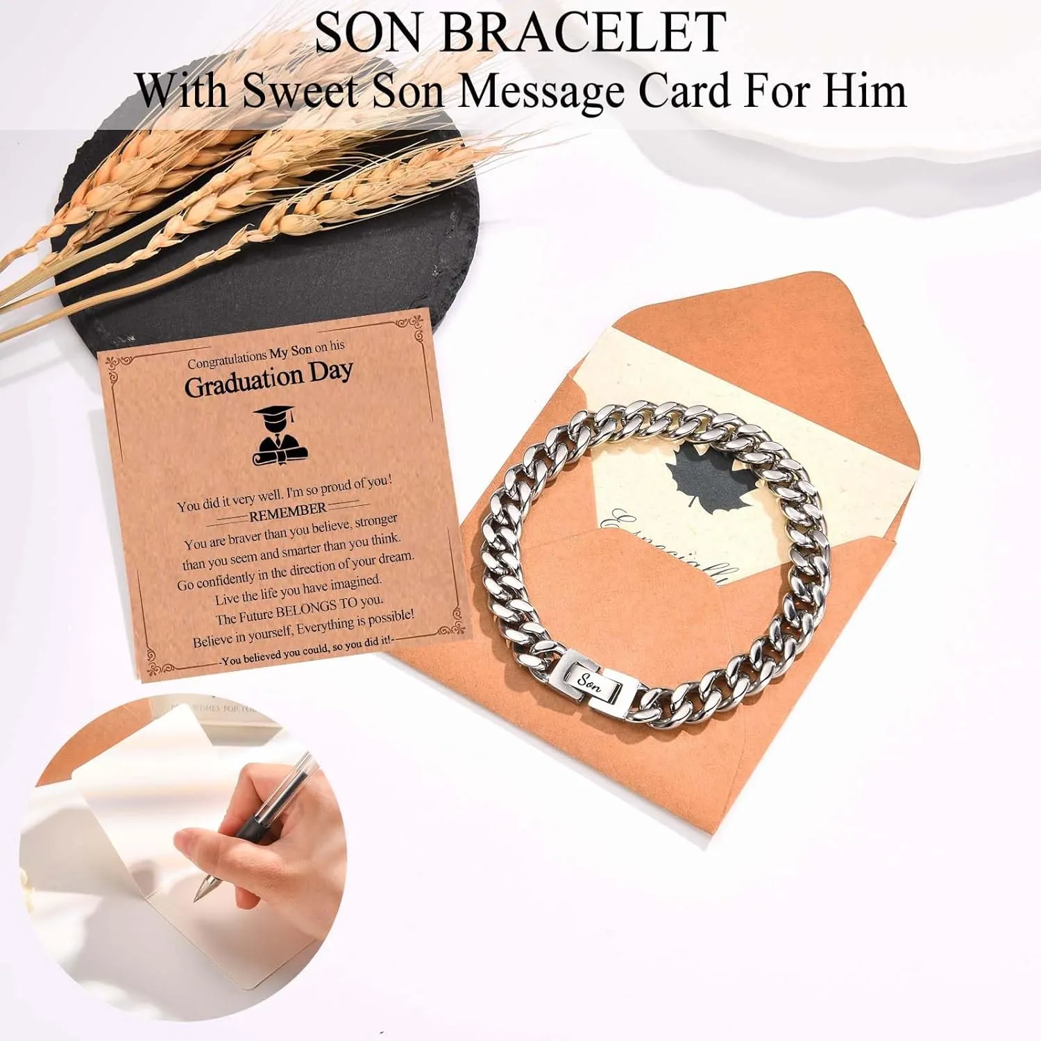 Dad Son Grandson Uncle Nephew Brother Husband Boyfriend Gifts for Men Boys, Cuban Bracelet Gifts Graduation Back to School Birthday Christmas Anniversary Valentines Day Gifts for Him Men Teen Boys