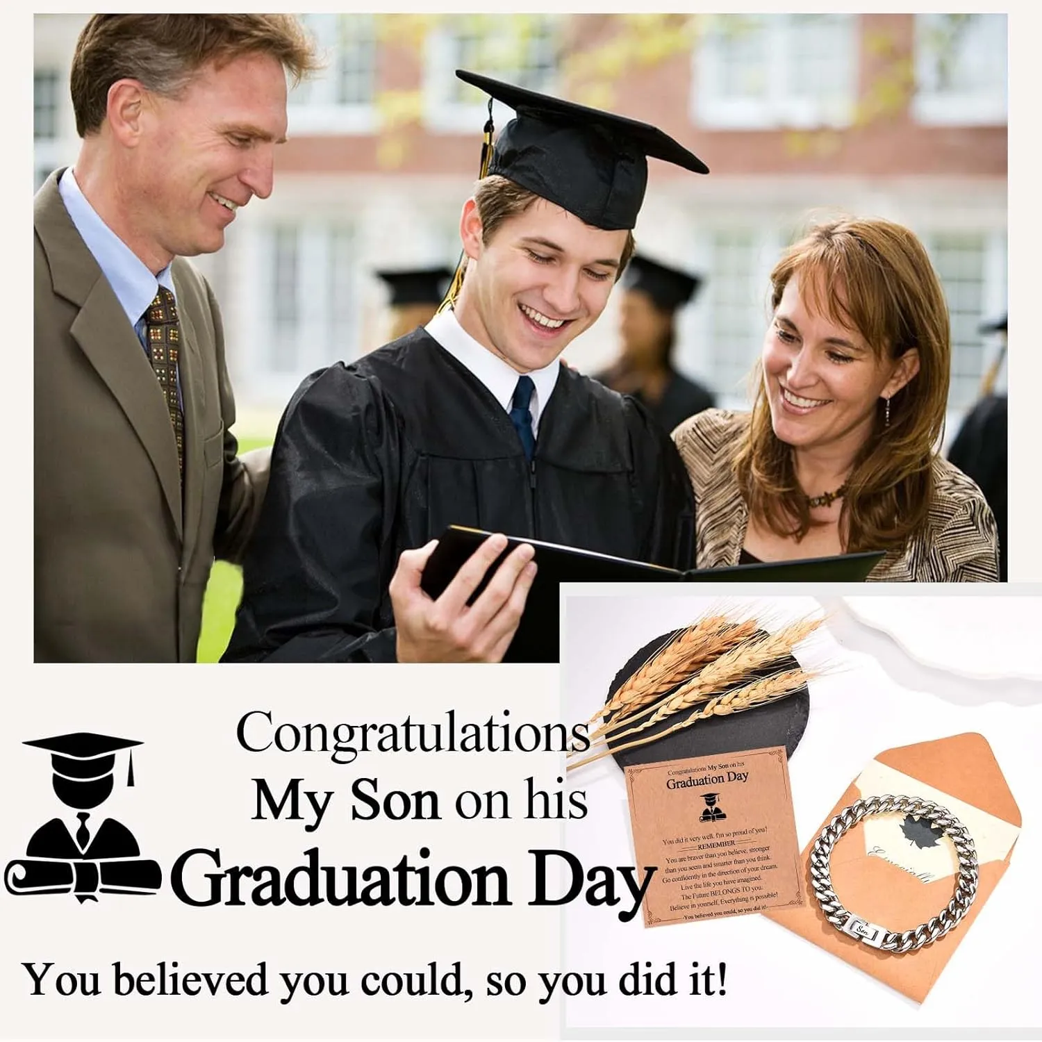 Dad Son Grandson Uncle Nephew Brother Husband Boyfriend Gifts for Men Boys, Cuban Bracelet Gifts Graduation Back to School Birthday Christmas Anniversary Valentines Day Gifts for Him Men Teen Boys