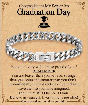 Dad Son Grandson Uncle Nephew Brother Husband Boyfriend Gifts for Men Boys, Cuban Bracelet Gifts Graduation Back to School Birthday Christmas Anniversary Valentines Day Gifts for Him Men Teen Boys