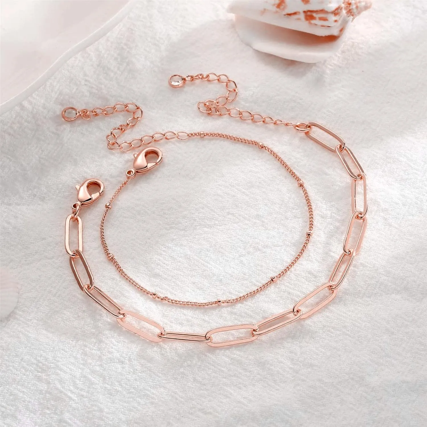 Dainty Gold Bracelets for Women, 14K Gold Plated Adjustable Layered Bracelet Cute Evil Eye Oval Chain Pearl Bar Turtle Gold Bracelets for Women Jewelry