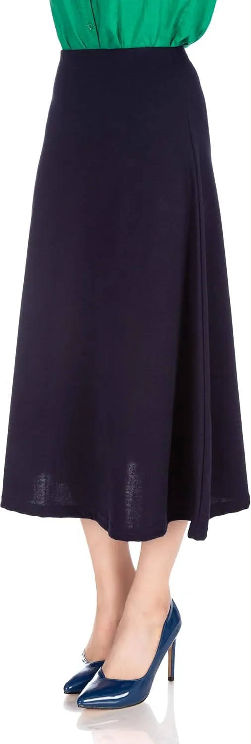 Dani's Choice Elastic Waist A-line Flared Long Skirt