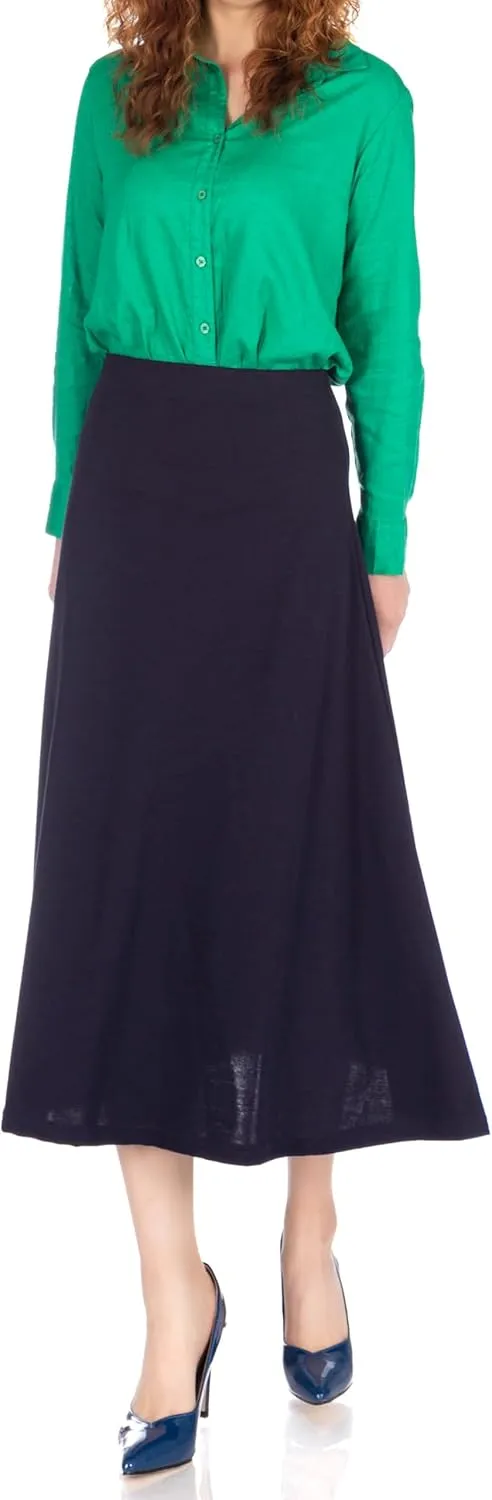 Dani's Choice Elastic Waist A-line Flared Long Skirt