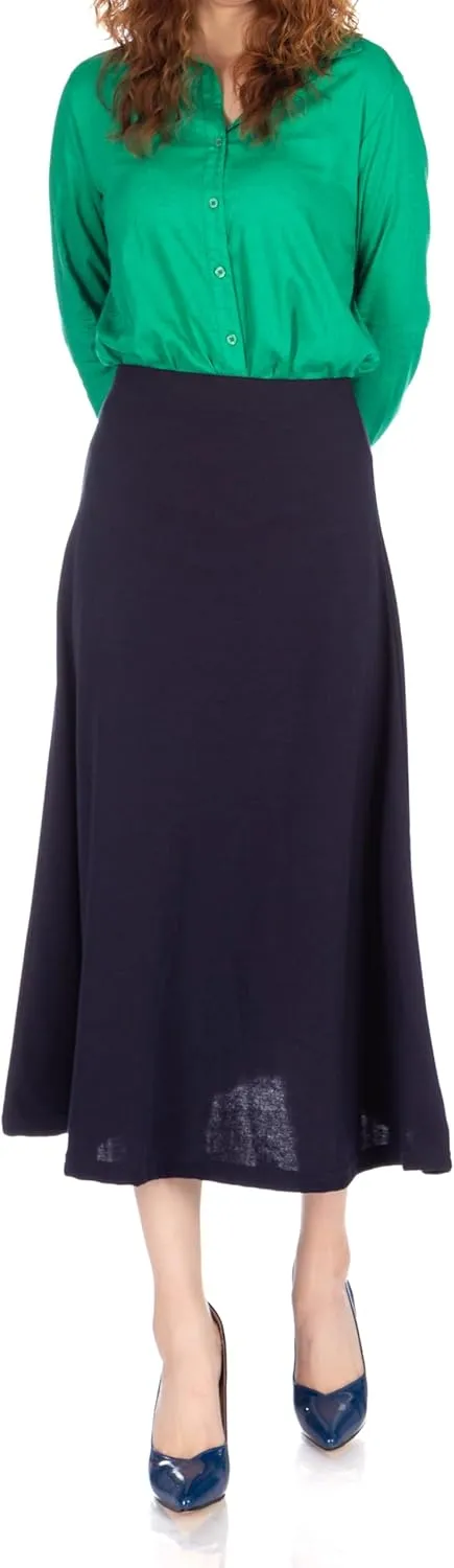 Dani's Choice Elastic Waist A-line Flared Long Skirt
