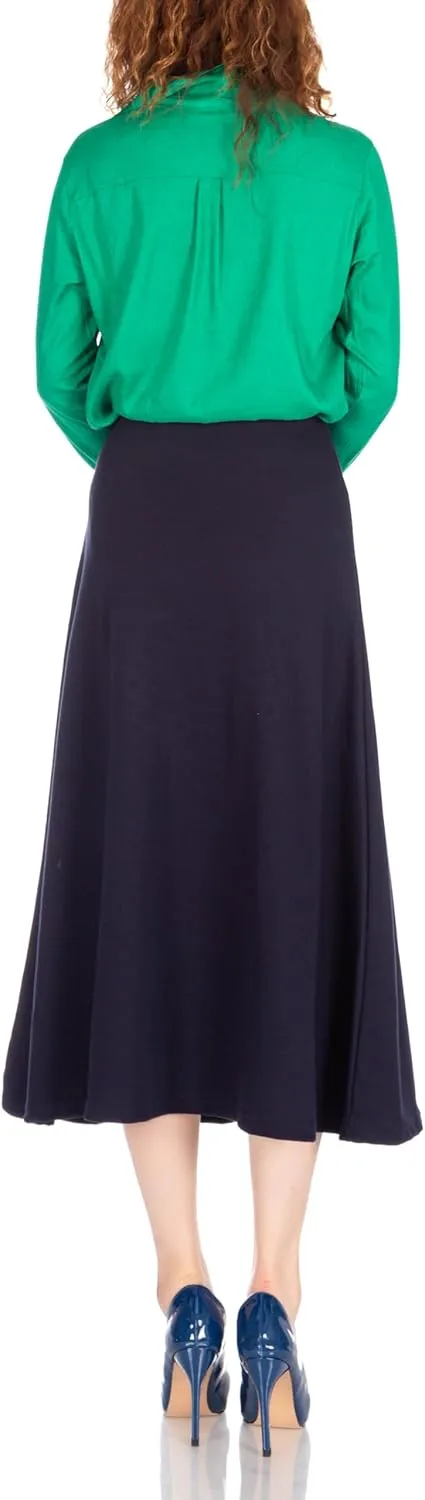 Dani's Choice Elastic Waist A-line Flared Long Skirt