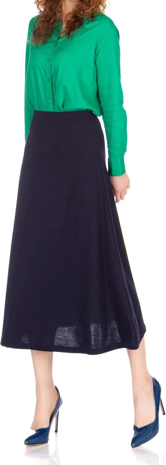 Dani's Choice Elastic Waist A-line Flared Long Skirt