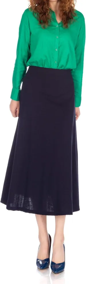 Dani's Choice Elastic Waist A-line Flared Long Skirt