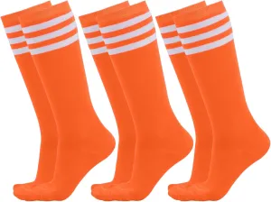 Dxhycc 3 Pairs Kids Soccer Socks Striped Knee High Socks Baseball Softball Socks Youth Athletic Socks for Boys Girls