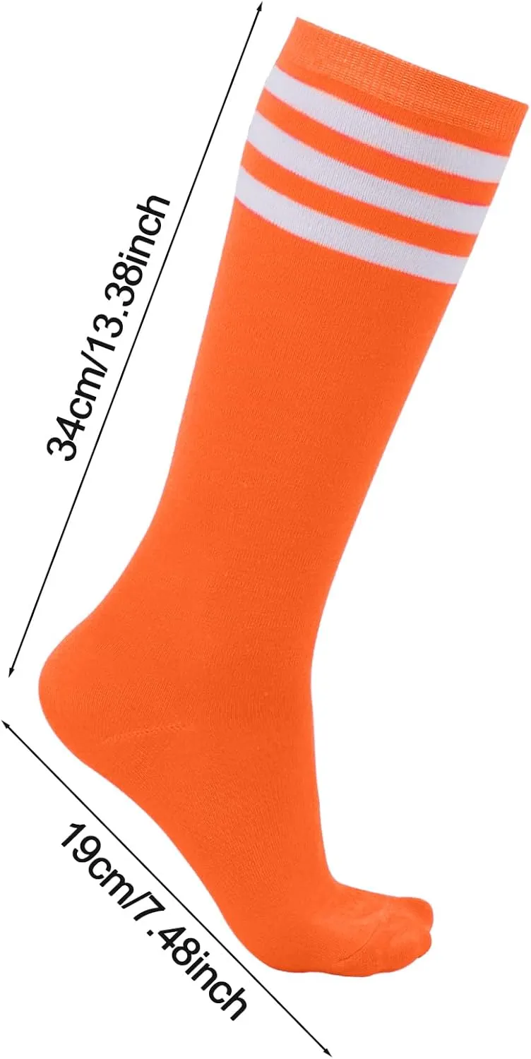 Dxhycc 3 Pairs Kids Soccer Socks Striped Knee High Socks Baseball Softball Socks Youth Athletic Socks for Boys Girls