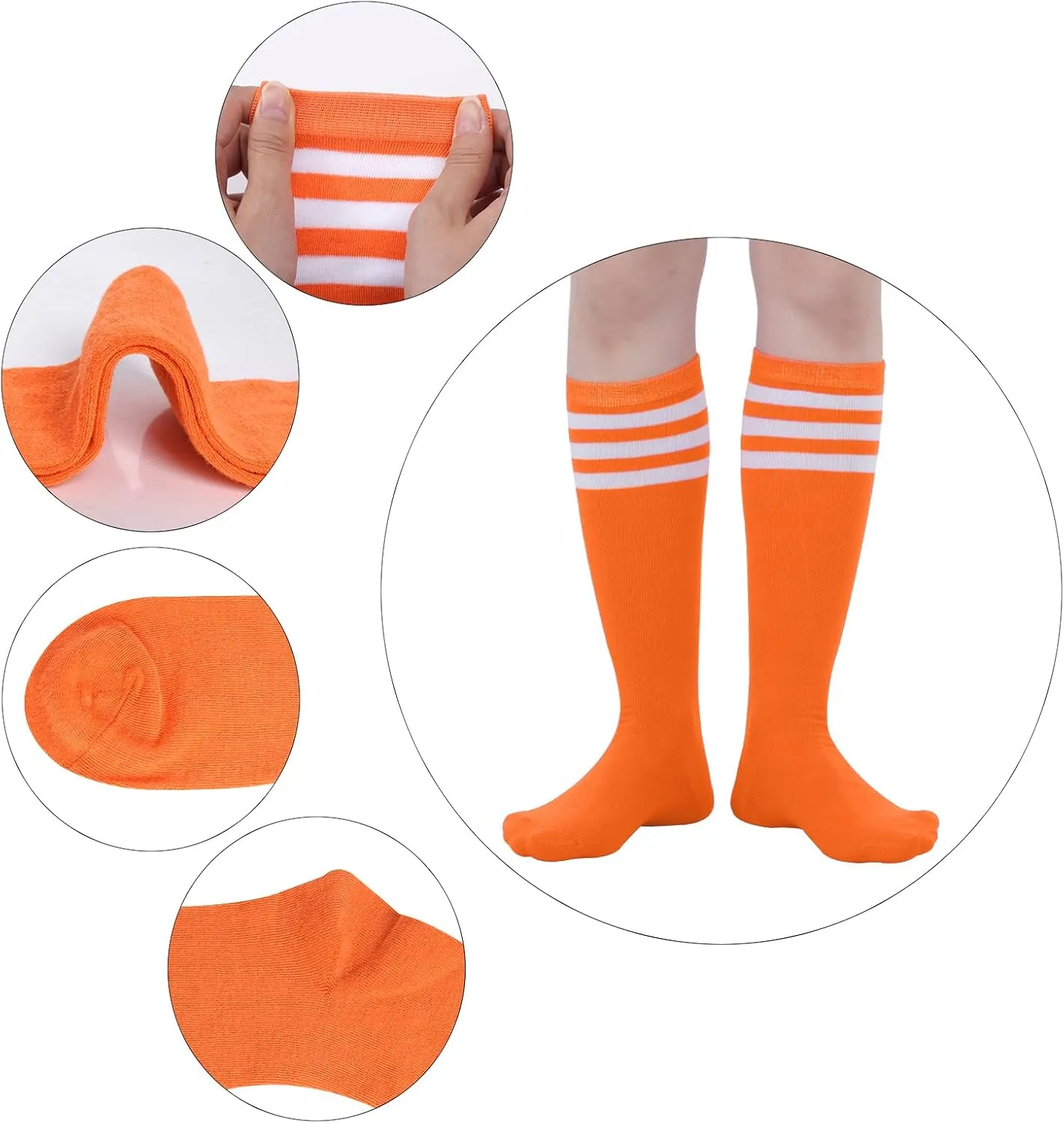 Dxhycc 3 Pairs Kids Soccer Socks Striped Knee High Socks Baseball Softball Socks Youth Athletic Socks for Boys Girls
