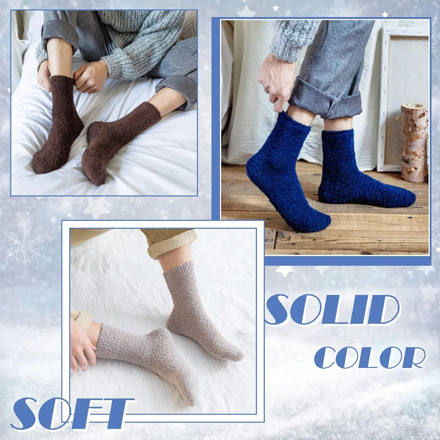 DYW Mens Fuzzy Slipper Socks Super Soft Cozy Fluffy Winter Warm Sleeping Socks