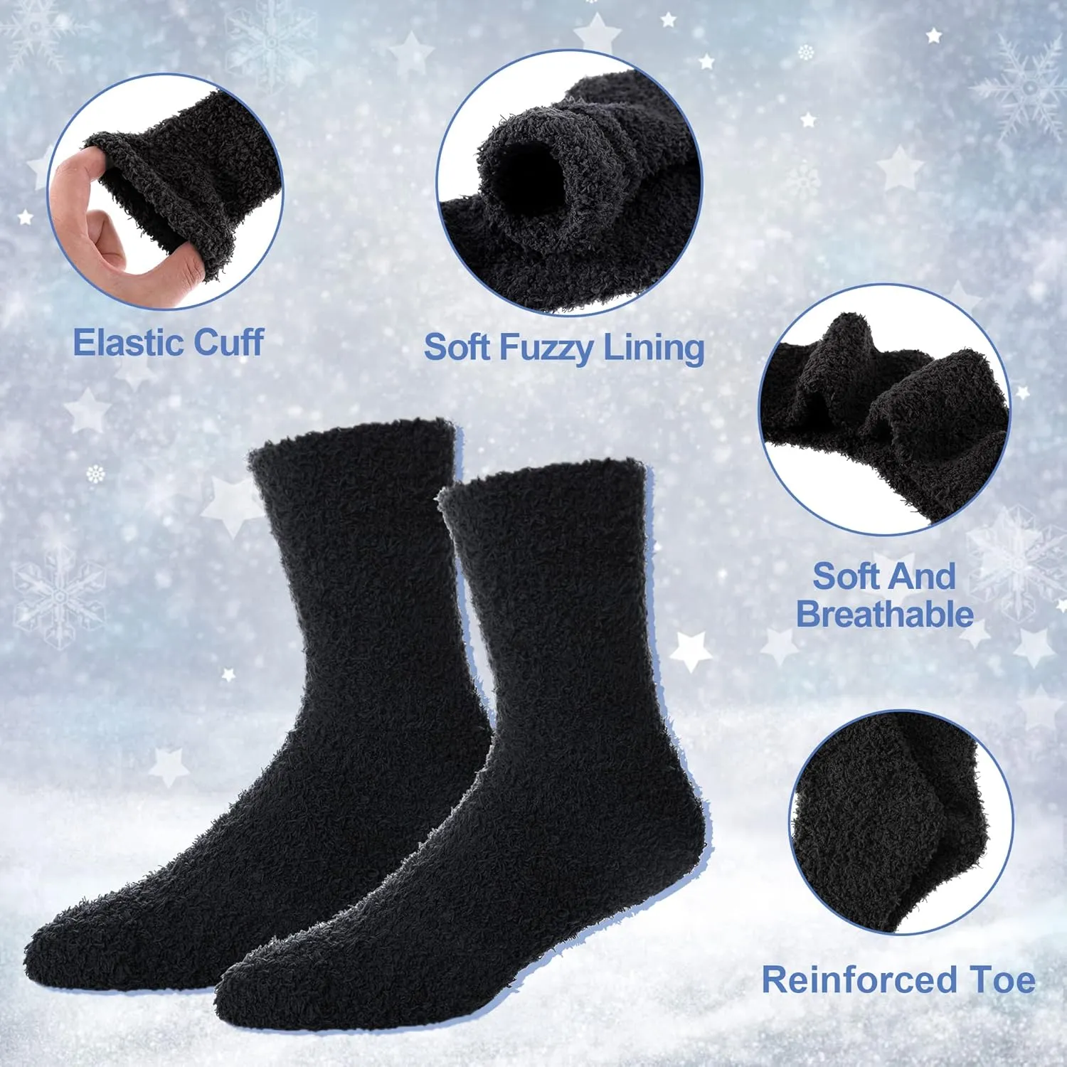 DYW Mens Fuzzy Slipper Socks Super Soft Cozy Fluffy Winter Warm Sleeping Socks