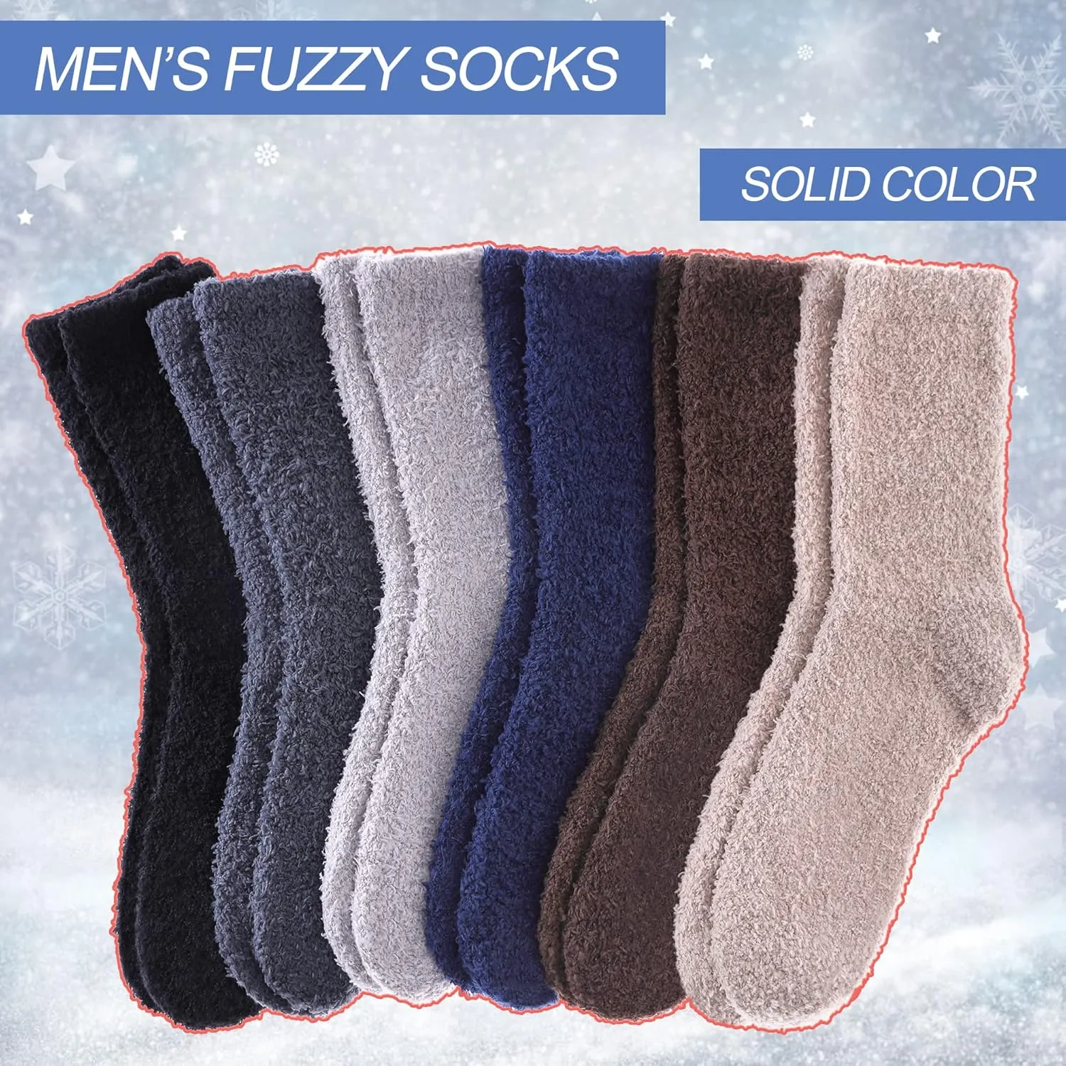 DYW Mens Fuzzy Slipper Socks Super Soft Cozy Fluffy Winter Warm Sleeping Socks